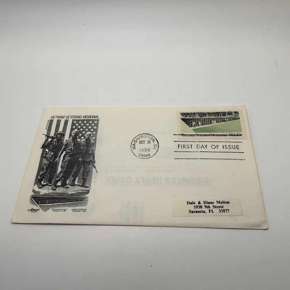 Vietnam Veterans Memorial First Day of Issue Envelope 1984 Washington DC Stamp